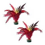 Rzcin 2 bunte Kick-Federbälle, farbechte Federn, chinesischer Federball, Erwachsene, chinesischer...