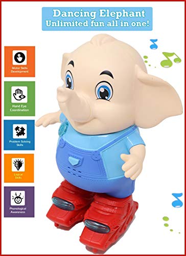 Image of Zest 4 Toyz 360 Degree Rotating Dancing Elephant Toy with Lights Music Sounds Bump and Go KidsToys - Assorted Color|