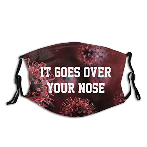 It Goes Over Your Nose Printing Face Mask, Breathable|Washable-with 2 Filter for Adult|Teens-Anti Dust Mouth Balaclava Cover
