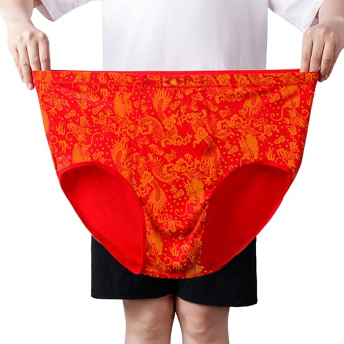 NEWTRASI Ropa Interior Big & Tall para Hombres Suave y Cómodo Modal Gordo Calzoncillos Boxer Paquete de 3 Talla Grande de Gran Tamaño Pantalones Interiores(Red,4XL)