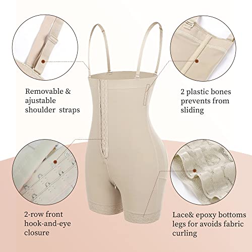 Image of YIANNA Fajas Colombianas Postpartum Tummy Control Shapewear for Women Body Shaper Girdles Butt Lifter Compression Garment with Zipper Crotch, YA7243-Beige-3XL