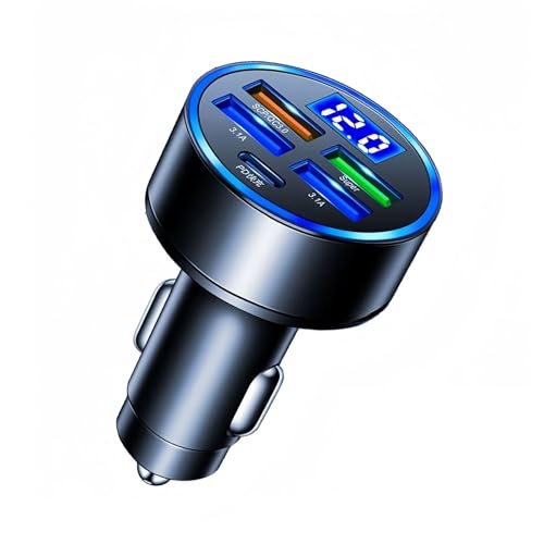 Adaptador 6 en 1 tipo C con carga rápida PD y pantalla inteligente para coche