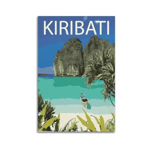 JJUPUV Kiribati Affiche de voyage vintage - Impression artistique - Peinture murale à suspendre - Décoration de chambre à coucher - 30 x 45 cm