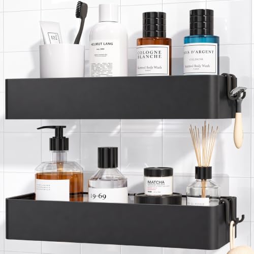 Kitsure Duschablage ohne Bohren, Badezimmer organizer, Large, Schwarz