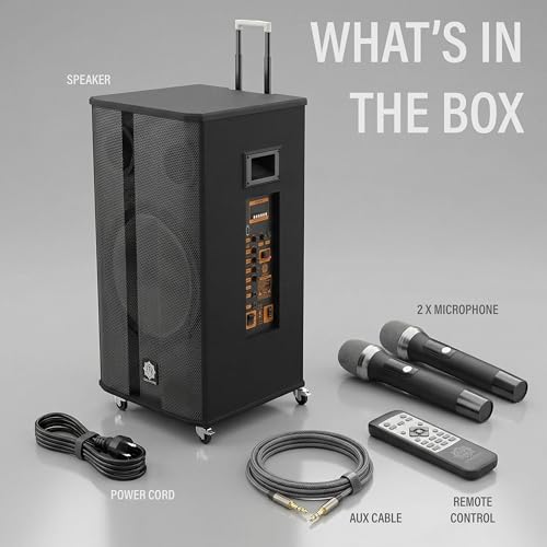 Image of DIGIMORE 240W Trolley Speaker w / 2 Wireless Mics | 12 inch BoomBass Woofer, AI Sound Boost, BT 5.3, 10H Battery, Reverb & Echo Effects | Ideal for Karaoke, Parties & Outdoor Events (D-12W)
