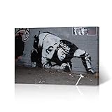 HB Art Design Snorting Copper Graffiti Street Art Painting London Mural Graffiti Banksy Canvas Wall Art Print Living Room Bedroom Kitchen Bathroom Office Dorm Room Modern Decor Ready to Hang - 8x12