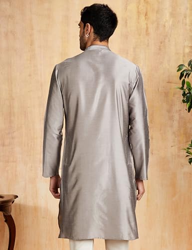 Image of Amazon Brand - Symbol Men Festive Solid Long Kurta (Regular Fit)