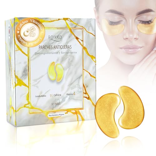 SUPER PACK de 100 Parches Antiojeras ROIKKO® De CAFEINA, CENTELLA ASIATICA y VITAMINA C (PREMIUM) | Antiarrugas | Skincare Coreano | Parches Ojos Bolsas Y Ojeras | Parches Ojos | Antiojeras Mujer