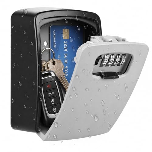 XXL Key Safe Wall Mounted Diyife Heavy-Duty Key Lock Box for Car Keys Outdoor Weatherproof 4-Digit Combination Resettable Lockbox with Code for Home Garage Internal Dimensions: 109x762x406mm