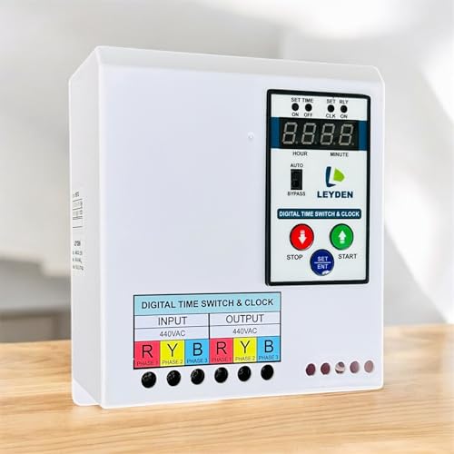 Image of LEYDEN TM-CLKTP, 40A, 440VAC, 50Hz Three Phase Industrial Real Clock Timer Switch, 50 ON /Off Per Day & Cyclic Function Up to 9999 Second Programmable Electronic Timer Switch (1- Year Warranty)