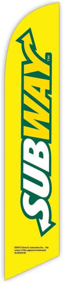 Advertising Feather Flag 12ft for Subway (White) - Replacement Flag Only (without Poleset)