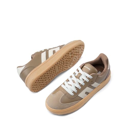 DREAM PAIRS Women's Tennis Sneakers Walking Casual Lace-Up Footwear Comfortable Fashion Sneakers Shoes,Size 10,Brown,DWUMFN2546