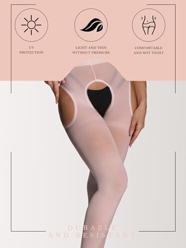 Image of SUREPOCH Suspender Tights for Women Plus Size Garter Belt White Control Top Pantyhose