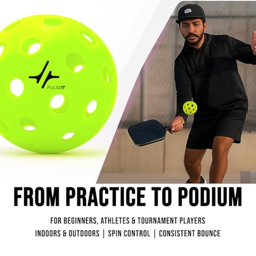 Image of PulseITRally Outdoor Pickleball Balls Set of 6 | 40 Precision Holes, Stable True Flight & Consistent Bounce | Durable High Visibility Pickle Balls for Training, Practice & Competition | Neon Green