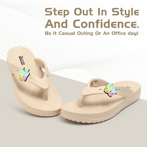 Image of DOCTOR HEALTH SUPER SOFT Ultra Soft Cushion Footbed Women Slipper | Comfortable Light Weight With Waterproof Slippers |Adult Flip Flops Mild Acupressure | Everyday Wear