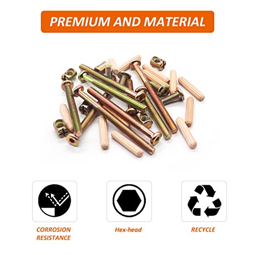 Czxnbi BBSDX2302 Crib Screws Hardware Replacement Kit - 16 Set Baby Bed Frame Bolts,Barrel Nuts&Wooden Dowel Pins Set - M6X16/40/60/80 Mm Hex Drive Socket Cap Screws Nuts For Beds Headboards Chairs Furniture thumb #2