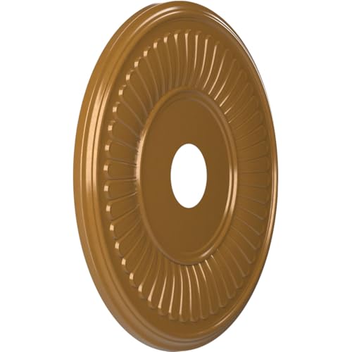 Image of Ekena Millwork CMP19BEDVG Berkshire Thermoformed PVC Ceiling Medallion (Fits Canopies up to 8 3 /8 inch), 19 inchOD x 3 1 /2 inchID x 1 inchP, Universal Aged Metallic Vintage Gold