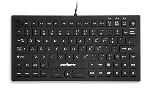 WetKeys Waterproof Professional-Grade Mid-Size Backlit Keyboard w/Pointing Device (USB) (Black) | KBWKRC89PB-BK