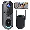 BOTSLAB 5MP Wireless Video Doorbell Camera, No Monthly Fee, 5GHz WiFi, 180Â° Head-to-Toe View, AI Motion Detection, VR Mode, Battery or Wired Powered, Easy Installation, Weatherproof
