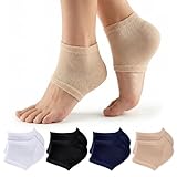 XLIUAX 4 Paar Gel Fersensocken, Fersenschutz Offene Zehensocken Atmungsaktive Gelverstärkte Fersenstrümpfe mit Offener Spitze, Weiche Silikonstrümpfe für Trockene, Rissige Haut, SPA-Fußschutz