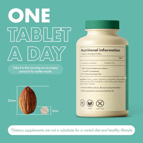 Probiotics for Gut Health – Acidophilus - 10 Billion CFU, 120 Tablets (4 Month Supply) – Gut Health & Digestion Support - High Strength Probiotics for Men & Women - Vegan & Non-GMO - Image 6