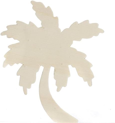 Pack of 24 Unfinished Wooden Tropical Palm Tree Cutouts - Coastal Beach Pool Theme Wood Shapes for Arts and Crafts (Size- 5-1/4" high)
