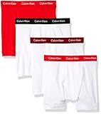 Calvin Klein Men's 4-Pack Cotton Classics Boxer Brief, White/Risk Red/Dylan Red, Medium