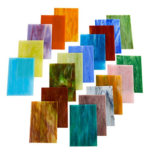 Maxgrain 20 Sheets Variety Stained Glass Sheets,4X6 Inch Tiffany Stained Glass Packs For Crafts, Mixed Bright Color And Patterns #TOP4