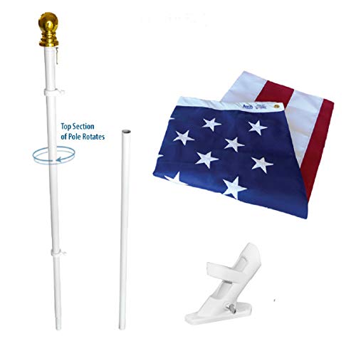 American Flag and Flagpole Set Estate kit - 6 ft. 2 Section White