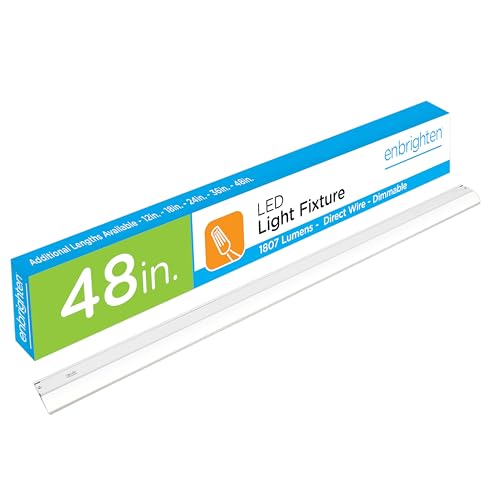 Enbrighten 48 Inch Premium Front Phase LED Under Cabinet Light Fixture, Direct Wire, In-Wall Dimmer Compatible, 3000K Bright White, Steel Housing, 1807 Lumens, White, 30891