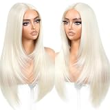 BrownBomb Blonde Wear and Go Glueless Wigs Pre Plucked Pre Cut for Beginners 613 Synthetic Lace Front Wigs With Bangs Long Straight layered Wigs HD Lace 26 Inch 3 Seconds to Wear for Beginners