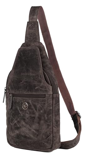 Image of WildHorn Leather Sling Crossbody Bag for Men, Stylish Chest Shoulder Bag for Men Women, Adjustable Strap for Commuting Travel Outdoor Activities Cycling