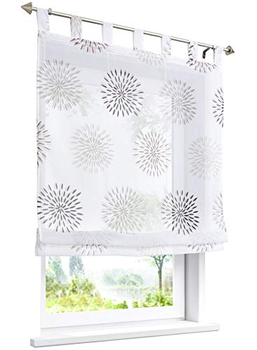 Raffrollo mit Kreis-Motiven Druck Design Rollos Voile Transparent Vorhang (BxH 60x140cm, Braun mit Schlaufen) Raffrollo mit Kreis-Motiven Druck Design Rollos Voile Transparent Vorhang (BxH 60x140cm, Braun mit Schlaufen)