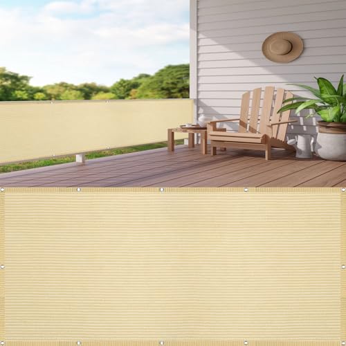Cache vue balcon résistant aux déchirures du vent bâche opaque jaune sable - 2