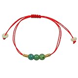 Qordelia Natural Green Jade Red String Bracelet Beads Jade Cuff Women Bangle Chinese Nephrite Person
