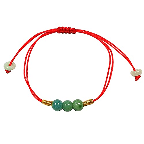 Qordelia Natural Green Jade Red String Bracelet Beads Jade Cuff Women Bangle Chinese Nephrite Personalized Gift For Mom Sister Gift For Her #TOP7