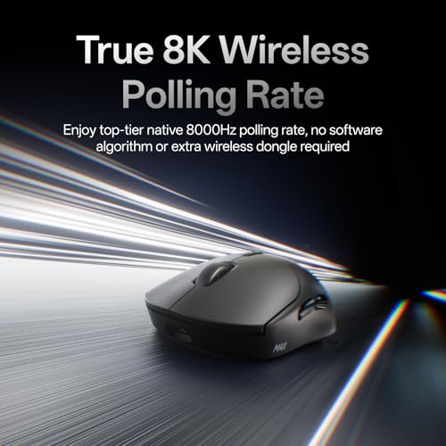 Image of Rapoo VT2 MAX Wireless Gaming Mouse, True 8K Wireless Polling Rate, 53g Lightweight, Up to 750 Hr Battery, Nordic nRF54L15 MCU, 120-Million Optical Switch, 10 Programmable Buttons, Macro Enabled