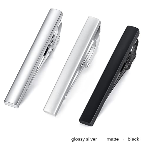 Corbata estrecha para hombres con pisacorbatas de 4cm set de 3 clips 3
