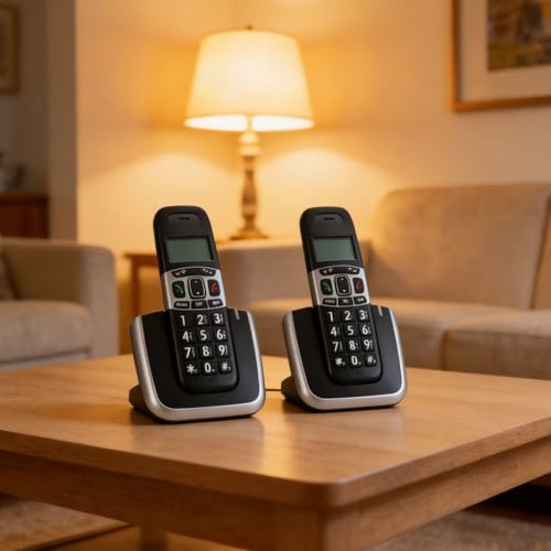Teléfono inalámbrico para hogar DECT 6.0 2 auriculares miniatura 3