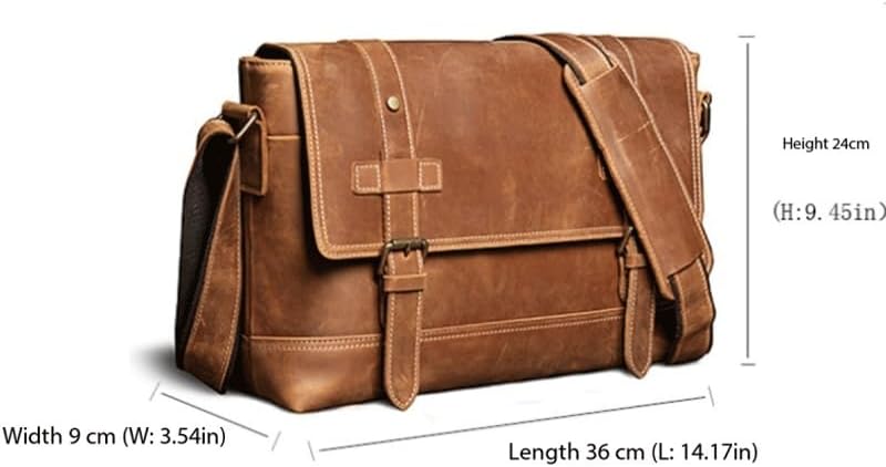 Men's Vintage Leather Single Shoulder Bag Large Capacity Messenger Crossbody
