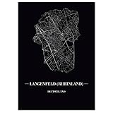 JUNIWORDS Stadtposter - Wähle Deine Stadt - Langenfeld (Rheinland) - 21 x 30 cm Poster - Schrift A - Schwarz