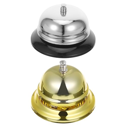 POPETPOP 2pezzi Campanello Reception da Scrivania in Metallo Struttura Antiruggine per Hotel Scuole Ristoranti Aree di Ricevimento Ospedali Magazzini