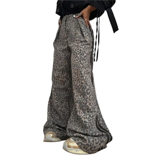 Hesaco Leopard Print Jeans - Y2K Cheetah Print Pants, Track