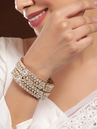 Image of Rubans Bangles Set of 2 Cubic Zirconia Ethnic Stylish Jewellery Gift for Women & Girls