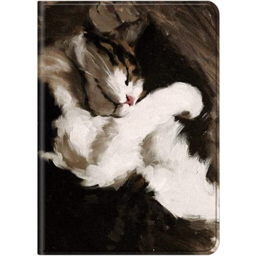 WunM Studio Estuche para Kindle, Estuche para Amazon Kindle Touch 2014 (Kindle 7 7ª generación) Ereader Funda Protectora Delgada Estuche Inteligente para Modelo Wp63Gw/Sleeping Cat Retro Cartoon Cover