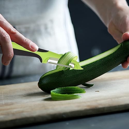 Keeyira 2 Pieces Kitchen Potato Peeler Stainless Steel Sharp Fruit Knife Vegetable Rotary Blades Classic Durable Paring Knife with Ergonomic Safety Non-Slip Handles - Image 7