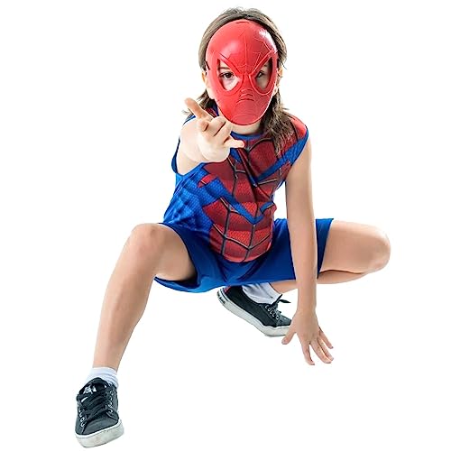 Fantasia Infantil Homem Aranha com Máscara do Aranha Festa e dia das Bruxas (M)