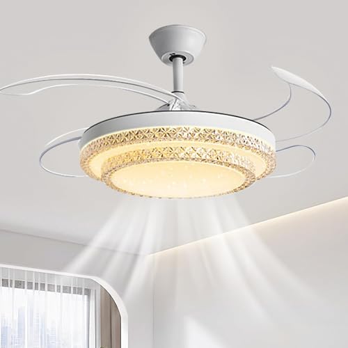Ventilateur de plafond rétractable intelligent pour un salon frais et lumineux en été
