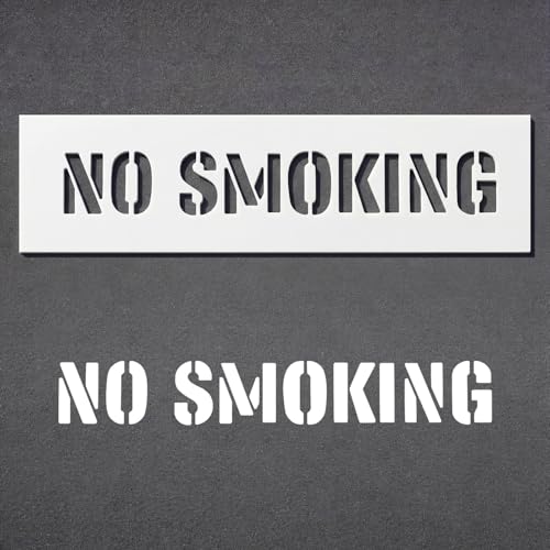 Sintuff 10 x 36 Inch No Smoking Stencil, 78Mil Thick HDPE Plastic No Smoking Stencil, Heavy Duty Weatherproof Reusable Template, for Parking Lots, Painting Drawing, Outdoor Use