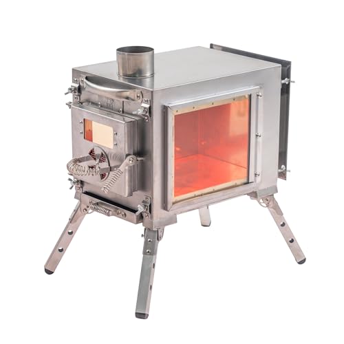 Rbm Outdoors Camping Stoves for Tents, Shelters, Yurts. Portable Wood Burning Folding Stove for Camp, Cooking Outdoor. Compact Folding Pipes Chimney (Caminus S)